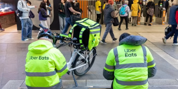 Australia’s two largest food delivery services, DoorDash and Uber Eats, have submitted a joint application with the Transport Workers’ Union to the Fair Work Commission. Photograph: Martin Berry/Alamy