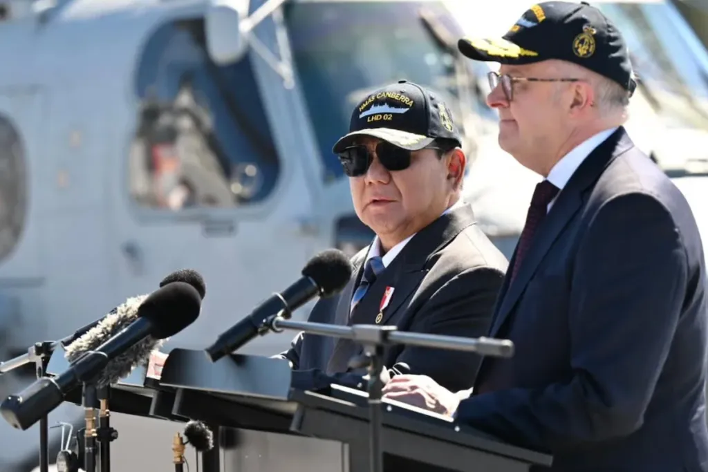 Indonesian President Prabowo Subianto and Australian Prime Minister Anthony Albanese at the Garden Island Naval Base, Australia, November 12, 2025. Image: Instagram
